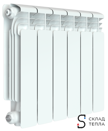 Радиатор алюминиевый Rifar Alum Ventil 500 - 6 секций (подключение нижнее слева). Вид 2.