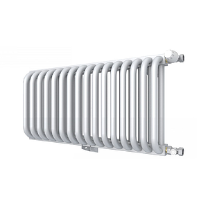 Радиатор 2 трубчатый Rommer 300 - 16 секций (боковое подключение, цвет белый RAL9016)