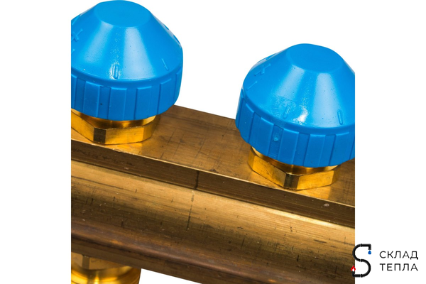 Коллекторная группа WATTS HKV - 1"ВР/ВР на 6 контуров 3/4"EK (с вентилями, латунь). Вид 4.