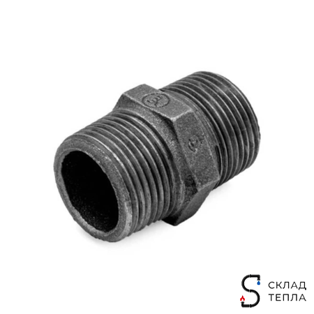 Ниппель прямой чугун Ду 15 (1/2") Fittex PLUS (1шт). Вид 1.