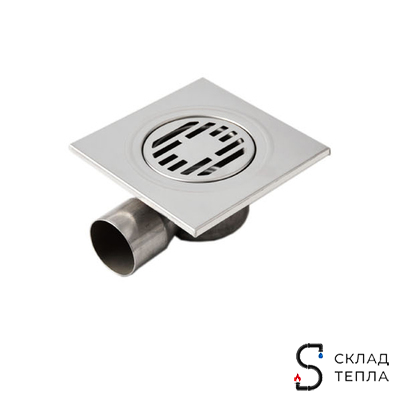 Трап из нержавеющей стали TIM с горизонтальным выпуском 10х10см. Вид 1.