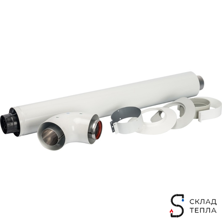 Комплект прохода через стену для коаксиального дымохода STOUT D60/100 мм (для Vaillant, Protherm). Вид 1.