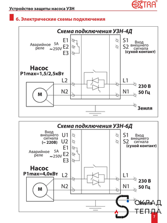 Устройство защиты насоса УЗН-4Д-1.5С с плавным пуском для скважинного насоса (DIN). Вид 6.