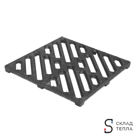 Решетка чугунная щелевая для дождеприемника Gidrolica 300х300. Вид 1.