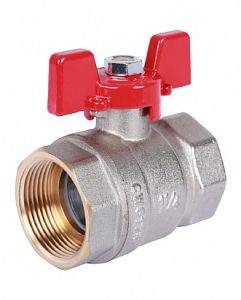 Кран шаровой полнопроходной Rommer - 1 1/4" (вн./вн.,PN40, ручка бабочка красная) Кран шаровой полнопроходной Rommer - 1 1/4' (вн./вн.,PN40, ручка бабочка красная)