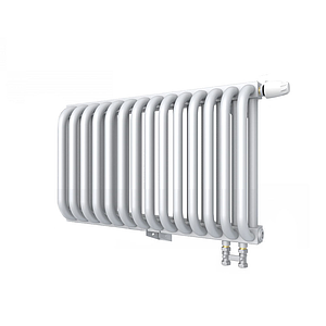 Радиатор 2 трубчатый Rommer Ventil 300 - 15 секций (нижнее подключение, цвет белый RAL9016)