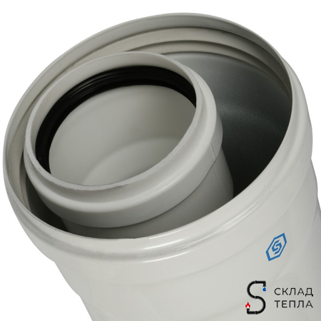 Труба для коаксиального дымохода STOUT D60/100 мм, длина 2000 мм (для конденсационного котла). Вид 4.