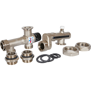 Насосно-смесительный узел STOUT - 1' (с термостатическим клапаном 20-55°C, без насоса)