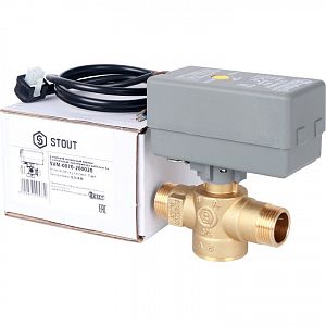 2-Ходовой зональный клапан STOUT с сервоприводом 230V (кабель 1м. НР 1', Kv 12)