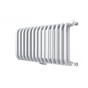 Радиатор 2 трубчатый Rommer 300 - 15 секций (боковое подключение, цвет белый RAL9016)
