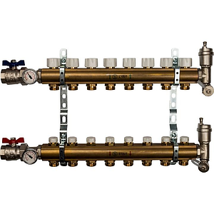 Коллекторная группа в сборе STOUT - 1' на 8 контуров 3/4' (латунь, с вентилями)