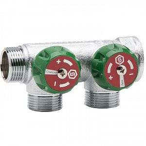 Коллектор STOUT- 1'(НР/ВР) на 2 контура 1/2'(плоское уплотнение)