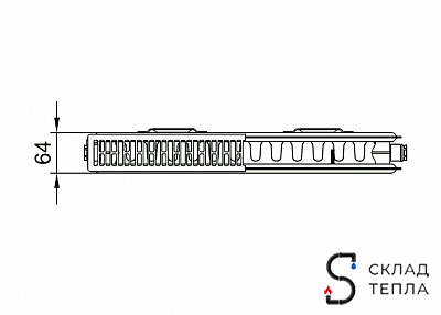 Радиатор стальной KERMI FKO 12 - высота 300 мм, длина 400 мм с боковым подключением. Вид 21.