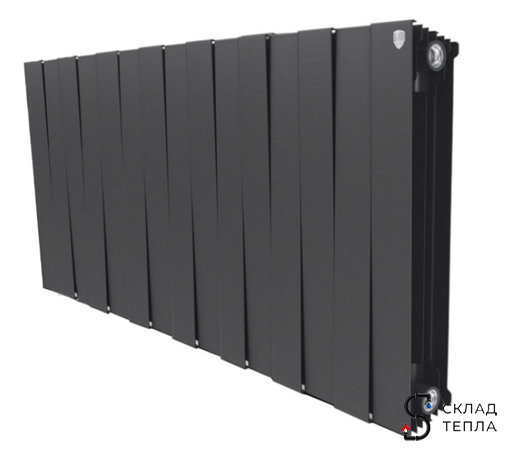 Радиатор биметаллический Royal Thermo PianoForte 500 Noir Sable (Чёрный) - 15 секций. Вид 1.