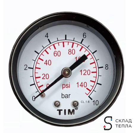 Манометр аксиальный Tim 1/4"- 10 бар. Вид 3.
