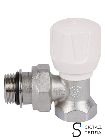 Клапан ручной терморегулирующий угловой STOUT - 1/2" с доп. уплотнением. Вид 3.