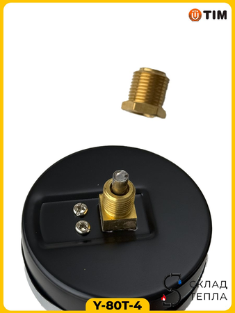 Термо-Манометр TIM Y-80T аксиальный (D-80 мм, 0-4 бар). Вид 7.