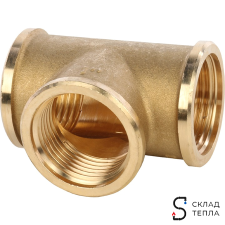 Тройник латунный резьбовой равнопроходный STOUT (ВР) - 3". Вид 2.