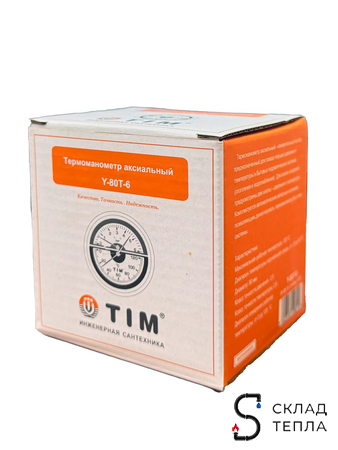 Термо-Манометр TIM Y-80T аксиальный (D-80 мм, 0-6 бар). Вид 10.