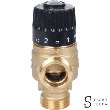 Термостатический смесительный клапан STOUT 3/4" (30°-65°C, KVs 2,3 м³, центральное смешиванивание. Вид 2.