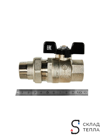 Кран шаровой полнопроходной STOUT - 1" (ВР/НГ, PN40, Tmax 150°С, ручка-бабочка черная). Вид 4.