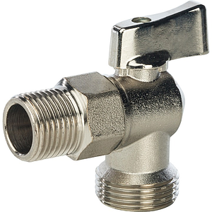 Кран шаровой полнопроходной угловой STOUT - 1/2' x 3/4' (НР/НР, ручка-флажок, для стиральных машин)