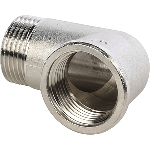 Отвод 90° латунный резьбовой равнопроходный STOUT (НР/ВР) - 1 1/4' (никелированный)