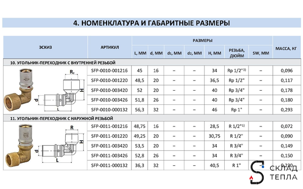 Переход на наружную резьбу угловой STOUT - 16 x 1/2" (прессовой, для металлопластиковых труб). Вид 12.