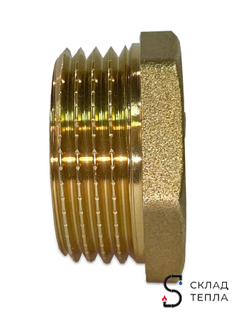 Заглушка латунная с наружной резьбой TIM - 1 1/4" (1шт). Вид 4.