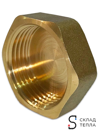Заглушка латунная с внутренней резьбой TIM - 1 1/4" (1шт). Вид 2.