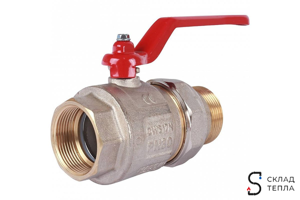 Кран шаровой полнопроходной ITAP IDEAL 098 - 1 1/2" (ВР/НГ, PN30, Tmax 150°С, ручка-рычаг красная). Вид 4.