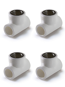 Тройник комбинированный с внутренней резьбой TIM - 40 x 1' (для полипропиленовых труб, белый, 4шт)