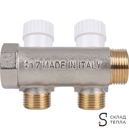 Коллектор регулирующий STOUT- 3/4" (НР/ВР) на 2 контура 1/2" (EK). Вид 3.