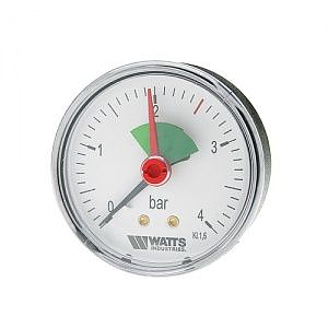 Манометр аксиальный WATTS F+R101 (MAL) - 1/4' (D-63 мм, шкала 0-4 бар, с указателем предела)