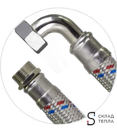 Гибкая подводка угловая ACR 1" х 1000мм (НР/ВР). Вид 5.