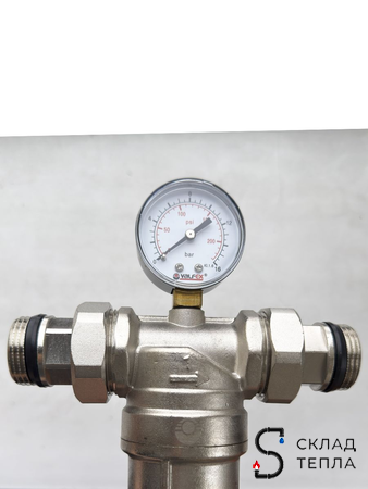 Фильтр промывной с манометром VALFEX - 1" (никелированный). Вид 8.