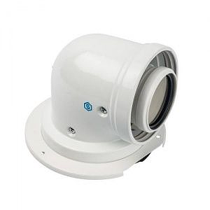 Отвод 90° с фланцем для коаксиального дымохода STOUT D60/100 мм (для конденсационного котла Bosch)