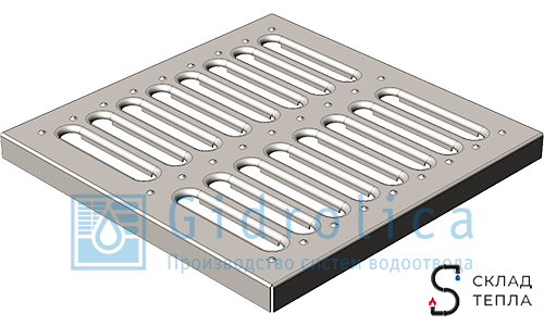Решетка чугунная щелевая для дождеприемника Gidrolica 300х300. Вид 2.