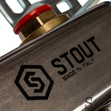 Коллекторная группа STOUT - 1" на 3 контура 3/4" (нерж.сталь, с вентилями). Вид 6.