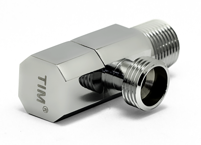 Кран шаровой угловой квадратный TIM - 1/2' x 3/4' (НР/НР, с отражателем, хромированный)