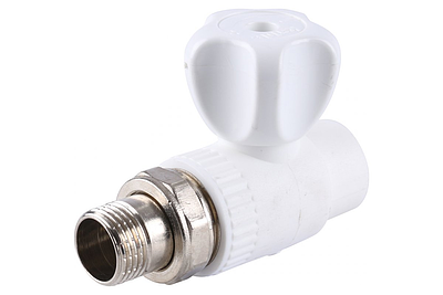 Кран шаровой для радиатора TIM - 25 x 3/4' Прямой (Пайка/НР, для полипропиленовых труб, белый)