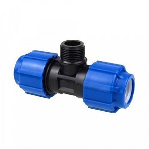 Тройник комбинированный с наружной резьбой Политэк - 25 x 1' (винтовой, для труб ПНД)