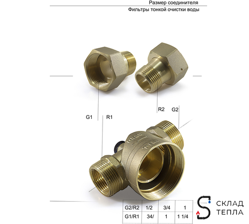 Фильтр без манометра 1/2" металлический. Вид 4.