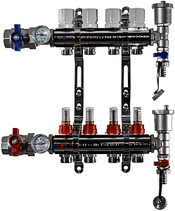 Коллекторная группа с расходомером (ПОЛНЫЙ комплект), 4 выхода