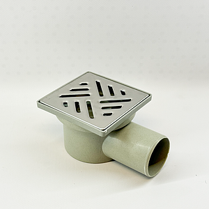 Трап горизонтальный VALFEX 100х100 с выпуском 50мм (решетка и из нерж. стали)