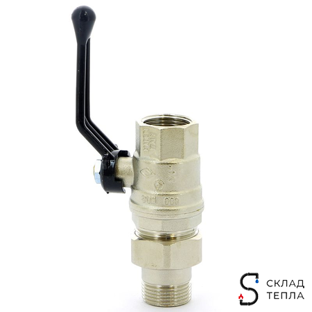 Кран шаровой полнопроходной Bugatti Oregon 320 - 3/4" (ВР/НГ, PN40, ручка-рычаг черная). Вид 1.