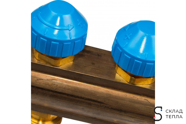 Коллекторная группа WATTS HKV - 1"ВР/ВР на 7 контуров 3/4"EK (с вентилями, латунь). Вид 4.