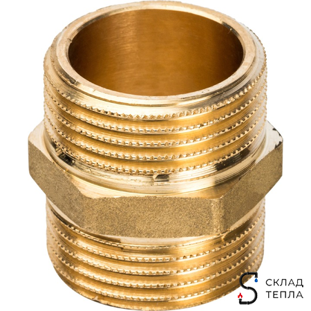 Ниппель латунный резьбовой равнопроходный STOUT - 1/8". Вид 2.