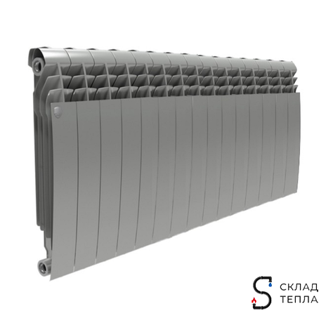 Радиатор биметаллический Royal Thermo BiLiner 500 Silver Satin (Серый) - 15 секций. Вид 1.