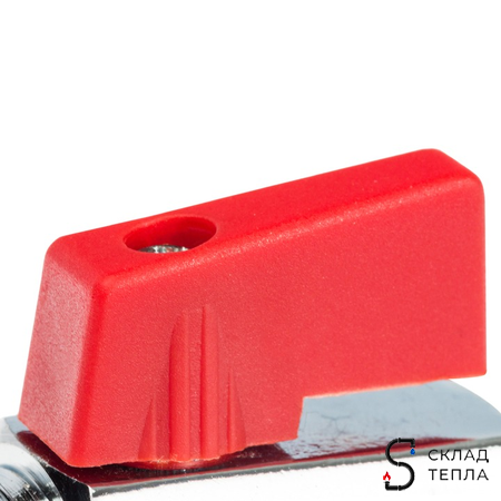 Кран шаровой мини STOUT - 3/8" (НР/ВР, PN15, Tmax 90°С, ручка-флажок красная). Вид 5.